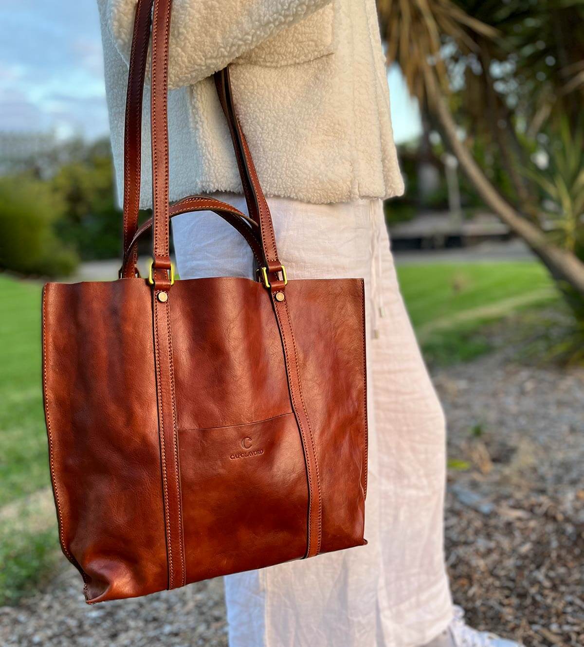 Leather Tote Bag – Caterina - Leather Bags NZ
